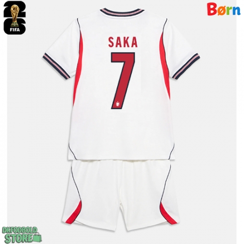 England Bukayo Saka #7 Replika Babytøj Hjemmebanesæt Børn VM 2026 Kortærmet (+ Korte bukser)